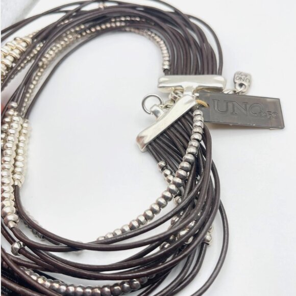 Uno De 50 OMARIBA Necklace Multi strand Leather layers cords beaded statement - Picture 16 of 16